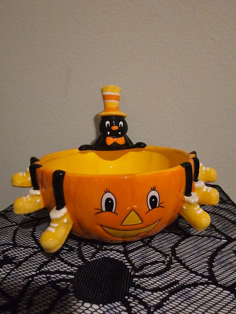 New Halloween Spider Pumpkin Bowl by Transpac